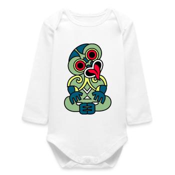 Hei Tiki Neuseeland Maori - Baby Organic Langarmbody - Weiß - Vorne