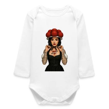 Black Forest Traditional Costume Bollenhut Girl with Tattoos SCF - Baby Organic Long-Sleeved Bodysuit - white - Front
