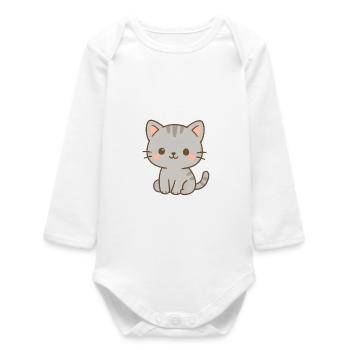 Niedliche Katze Elektrisches Muster Design - Baby Organic Langarmbody - Weiß - Vorne