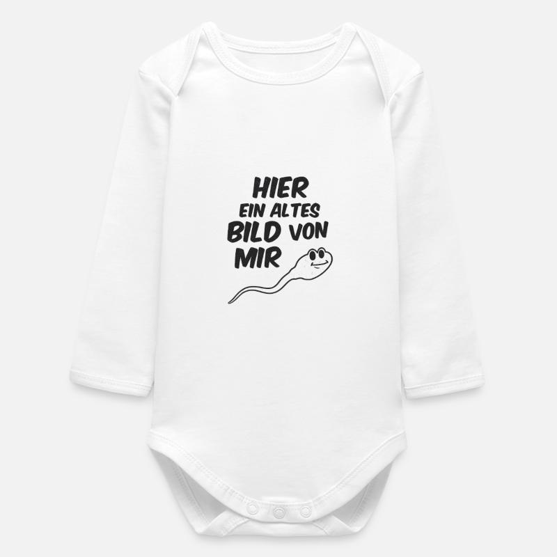 Humorous ghost design with saying - Baby Organic Long-Sleeved Bodysuit - white