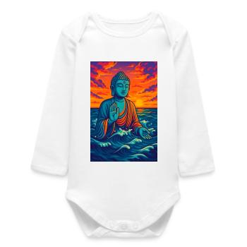Serene Buddha by Sunset - Baby Organic Long-Sleeved Bodysuit - white - Front