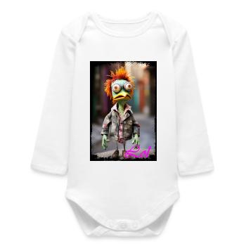 Poupée de personnage de canard expressif et burlesque punk - Body bébé manches longues biologique - blanc - Devant