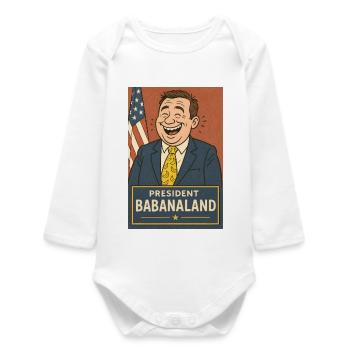 Président Babanland Humour Politique - Body bébé manches longues biologique - blanc - Devant