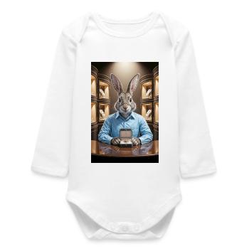 Humanoid Hare Jewelry - Baby Organic Long-Sleeved Bodysuit - white - Front