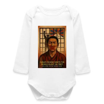 Tibet Gerechtigkeit Protest Kunstwerk - Baby Organic Langarmbody - Weiß - Vorne