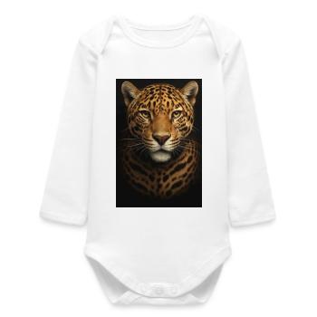 Data Analysis Illustration with Leopard - Baby Organic Long-Sleeved Bodysuit - white - Front