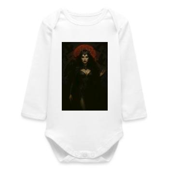 Dark Goddess and Crows – Red Moon - Baby Organic Long-Sleeved Bodysuit - white - Front