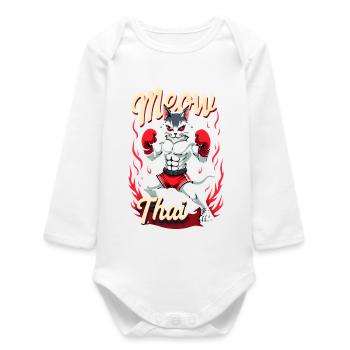 Funny Muay Thai Boxing Muay Thai - Baby Organic Long-Sleeved Bodysuit - white - Front