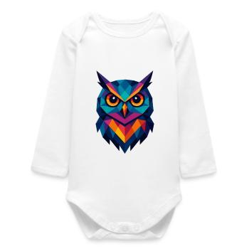 Eule | Eulenkopf Print - Baby Organic Langarmbody - Weiß - Vorne