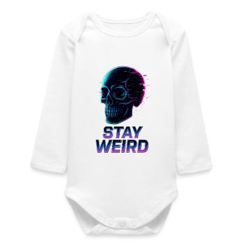 Stay Weird Neon Schädel - Baby Organic Langarmbody - Weiß - Vorne