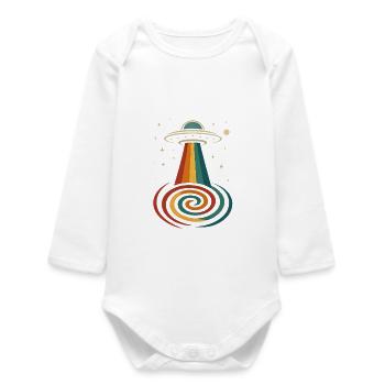 UFO Rainbow Beam - Baby Organic Long-Sleeved Bodysuit - white - Front