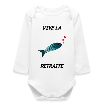 PÊCHE. RETRAITE. RETRAITE. RETRAITEE. POISSON - Body bébé manches longues biologique - blanc - Devant