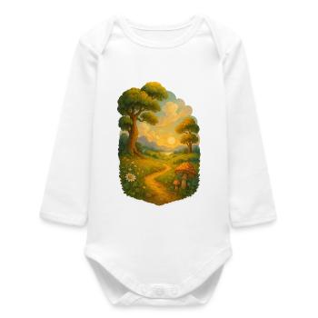 Fairy tale trail in the sunlight - Baby Organic Long-Sleeved Bodysuit - white - Front