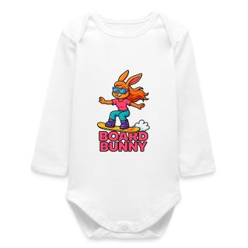 Board Bunny Surf Vibe - Baby Organic Langarmbody - Weiß - Vorne