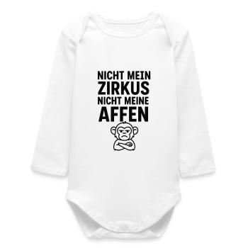 Not My Circus Monkey Cartoon - Baby Organic Long-Sleeved Bodysuit - white - Front
