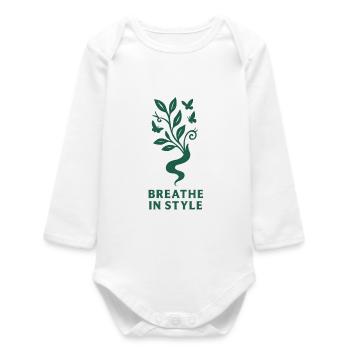 Französisch Inhale - Atmen Sie stilvoll durch - Baby Organic Langarmbody - Weiß - Vorne