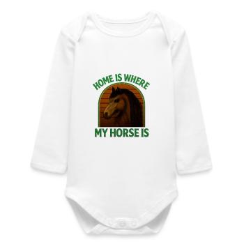 Zuhause ist mein Pferd - Baby Organic Langarmbody - Weiß - Vorne
