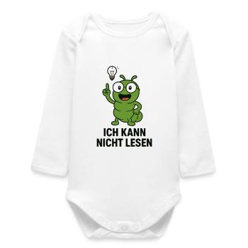 I can't read - Baby Organic Long-Sleeved Bodysuit - white - Front