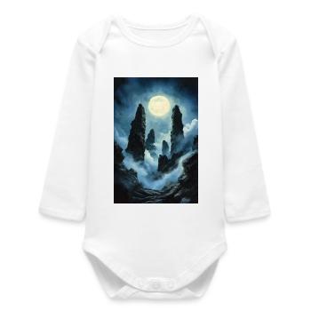 Illustration of a natural landscape - Baby Organic Long-Sleeved Bodysuit - white - Front