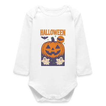 GRAIN D’HALLOWEEN – Citrouille Retro Fusion - Body bébé manches longues biologique - blanc - Devant