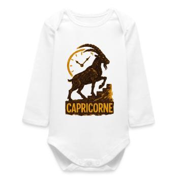 Capricorn Star Sign - Astrology - Baby Organic Long-Sleeved Bodysuit - white - Front