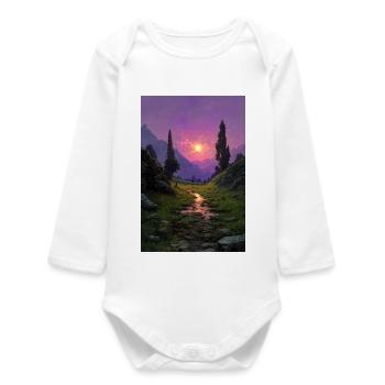 Illustration of a natural landscape - Baby Organic Long-Sleeved Bodysuit - white - Front