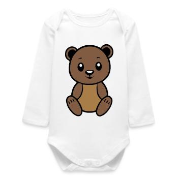 Baer_Baerchen_braun_T shirt_Kinder_Geschenk - Body bébé manches longues biologique - blanc - Devant