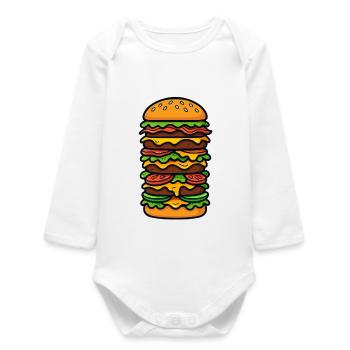 Burger grand XXL - Body bébé manches longues biologique - blanc - Devant