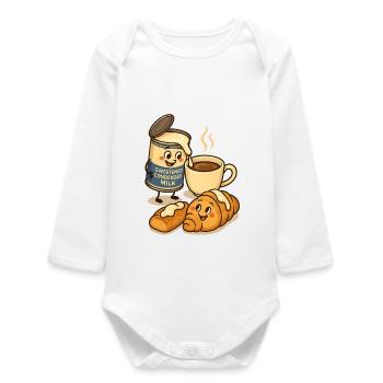 Lait concentré et croissant au café - Body bébé manches longues biologique - blanc - Devant
