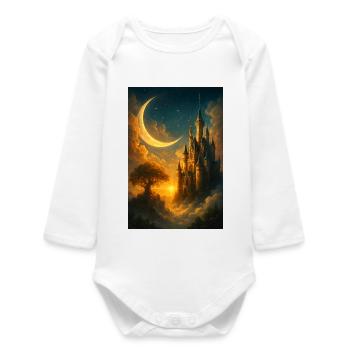 Moonlit Castle Dreamscape - Baby Organic Long-Sleeved Bodysuit - white - Front