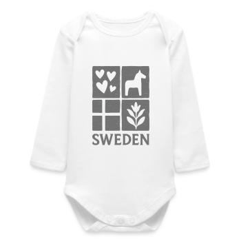 Schweden Quadrat-Logo Herzen Pferd Blatt - Baby Organic Langarmbody - Weiß - Vorne