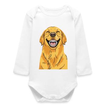 Golden Retriever Rieur - Body bébé manches longues biologique - blanc - Devant