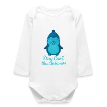 Reste au frais de Penguin de Noël - Body bébé manches longues biologique - blanc - Devant