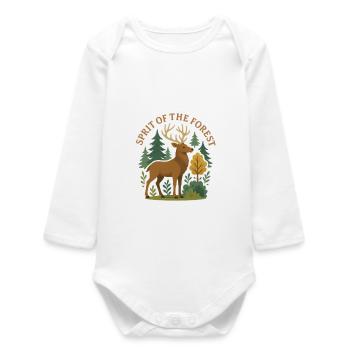 Deer in the Forest: Spirit of the Forest - Baby Organic Long-Sleeved Bodysuit - white - Front