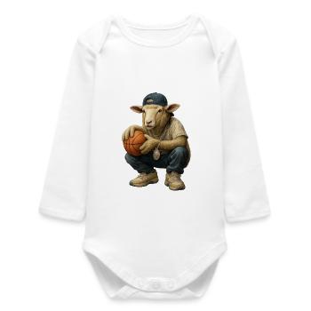 Basketball Sheep Streetwear - Baby langærmet body i økologisk bomuld - hvid - Foran