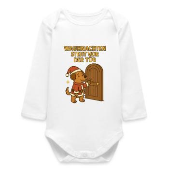 Christmas is just around the corner – Christmas Dog - Baby Organic Long-Sleeved Bodysuit - white - Front