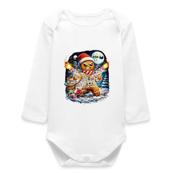 Chevalier en pain d’épices dans le combat de Noël - Body bébé manches longues biologique - blanc - Devant