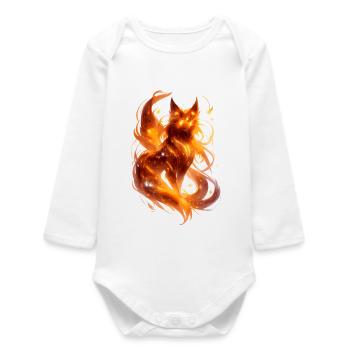 Fire fox in the river of stars - Baby Organic Long-Sleeved Bodysuit - white - Front