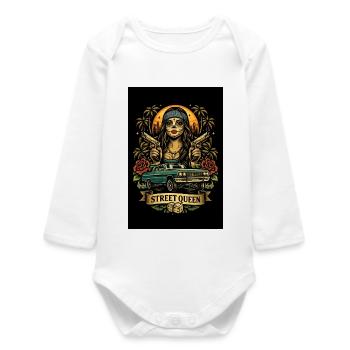 Straßenkönigin Día Muertos - Baby Organic Langarmbody - Weiß - Vorne