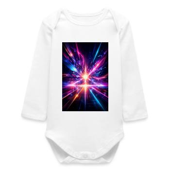 Neon Rays Explosion - Baby Organic Long-Sleeved Bodysuit - white - Front
