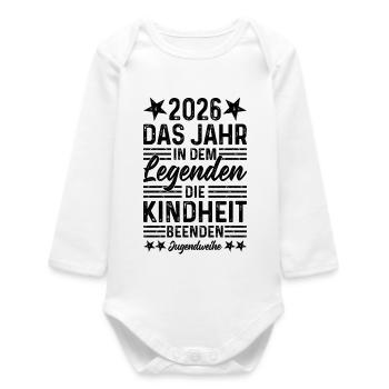 2026 The Year Legends End Childhood - Baby Organic Long-Sleeved Bodysuit - white - Front