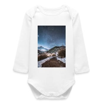 The Night SKy Above Agrafa Mountains	 - Baby Organic Long-Sleeved Bodysuit - white - Front