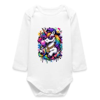 Licorne Pop Art - Body bébé manches longues biologique - blanc - Devant