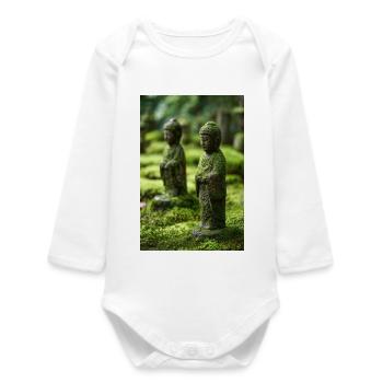 Statuen des Moos-Buddha-Gartens - Baby Organic Langarmbody - Weiß - Vorne