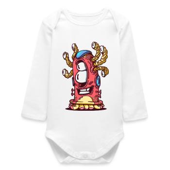 Colorful Monster Tentacles - Baby Organic Long-Sleeved Bodysuit - white - Front