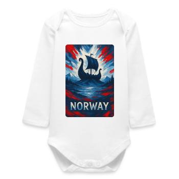 Design de voyage en Norvège - Body bébé manches longues biologique - blanc - Devant