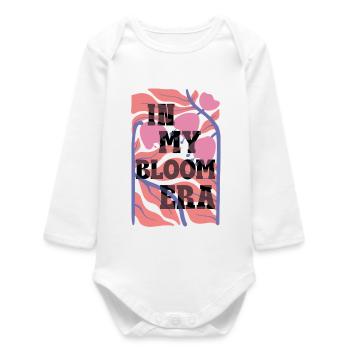 Bloom Nebula Floral Text Art - Baby Organic Long-Sleeved Bodysuit - white - Front