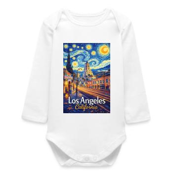 Los Angeles, California - Baby Organic Long-Sleeved Bodysuit - white - Front