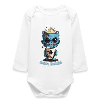 Coffee Monster - Caffeine Zombie - Morning Grouch - Baby Organic Long-Sleeved Bodysuit - white - Front