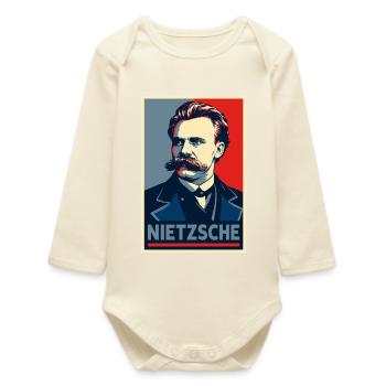 Nietzsche Pop Art Portrait - Body bébé manches longues biologique - écru doux - Devant